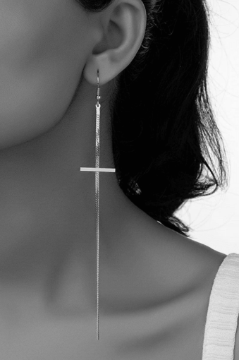 Elegant long cross earrings