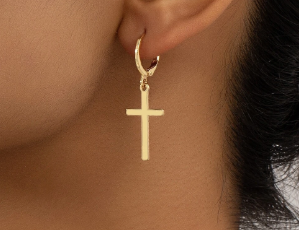 Small gold/ silver drop cross earrings